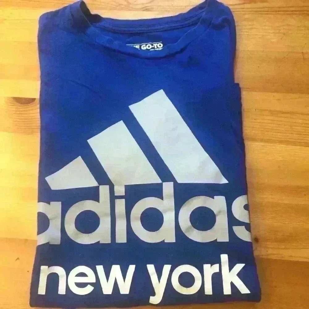 Adidas New York Men’s M Cotton blue gray T-shirt